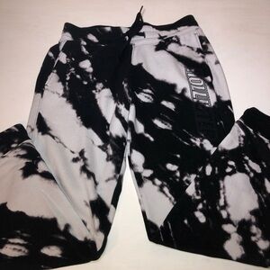 Hollister Black and White Tie-Dye Joggers, XS, pre-owned, pet/smoke free home